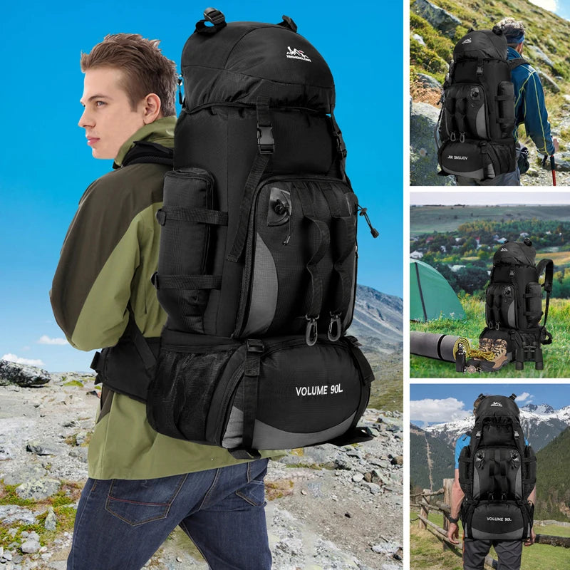 Men's 90L Trekking Bag | Waterproof Outdoor Backpack for Hiking, Camping & Travel Adventures, Heavy-Duty Rucksack With Cover| Perfect Gift for Him
