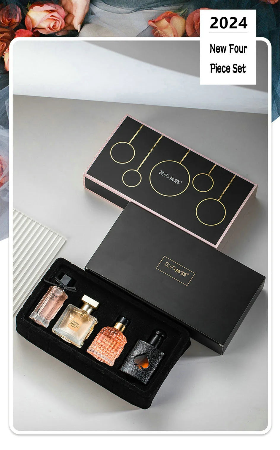 Floral Scent Perfume Gift Box for Women – 4PCS Set Pheromone Parfum Pour Femme 105ml Long-Lasting Spray Colognes