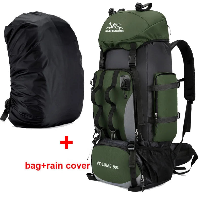 Men's 90L Trekking Bag | Waterproof Outdoor Backpack for Hiking, Camping & Travel Adventures, Heavy-Duty Rucksack With Cover| Perfect Gift for Him