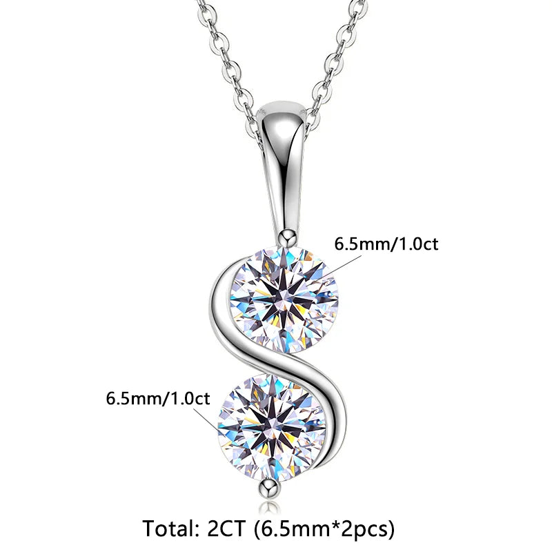RAPRGOLD 925 Silver Chain With Moissanite Pendant for Women – Round Cut & Twisted Pendant Necklace for Wedding, Party - Jewelry Gift for Her