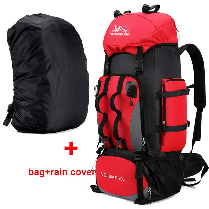 Men's 90L Trekking Bag | Waterproof Outdoor Backpack for Hiking, Camping & Travel Adventures, Heavy-Duty Rucksack With Cover| Perfect Gift for Him