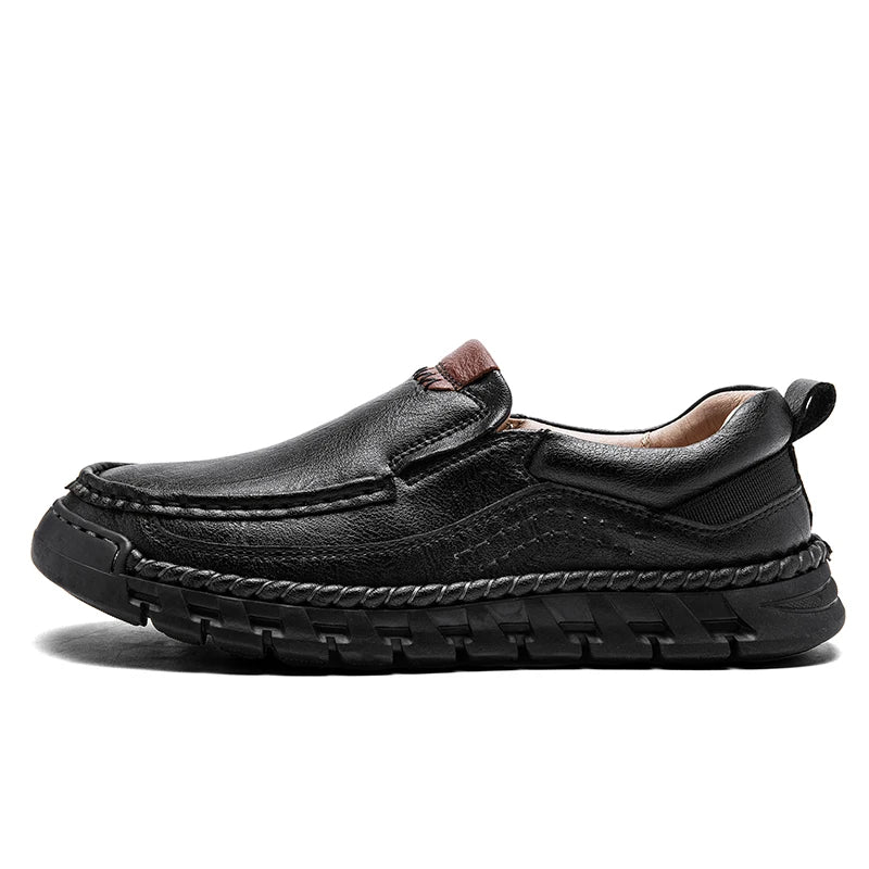 Classic Retro Leather Loafer Shoes for Men – Elegant Hand-Sewn Slip-On Casual Footwear for Summer & Spring Parties - Gift for Him