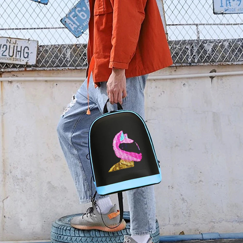 Smart LED Display Backpack with APP Control – Unisex Design Waterproof Motorcycle Pixel Bag for Outdoor & Business Use - Perfect Gift For All