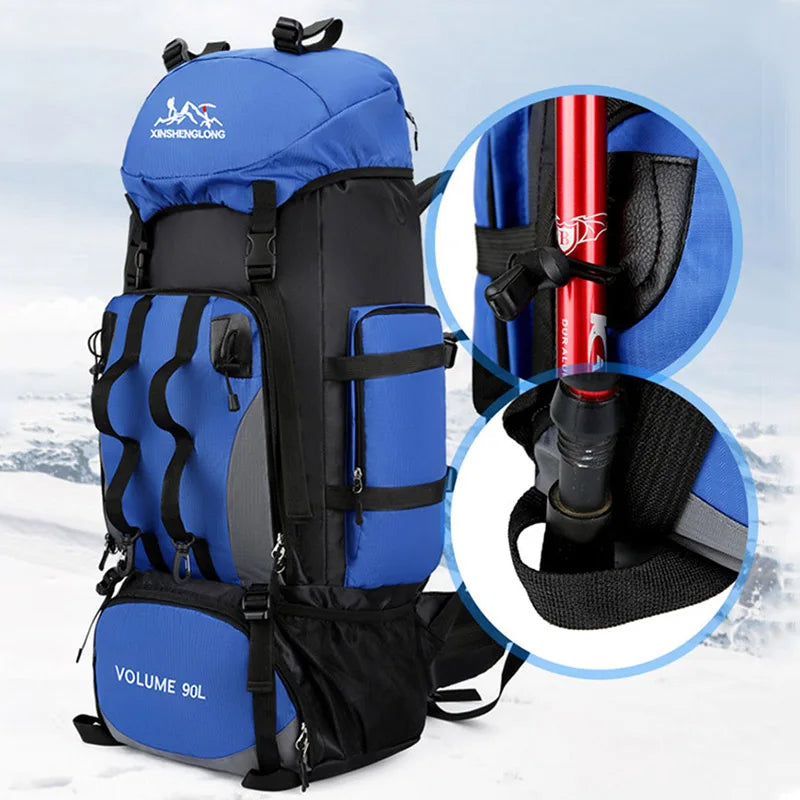 Men's 90L Trekking Bag | Waterproof Outdoor Backpack for Hiking, Camping & Travel Adventures, Heavy-Duty Rucksack With Cover| Perfect Gift for Him