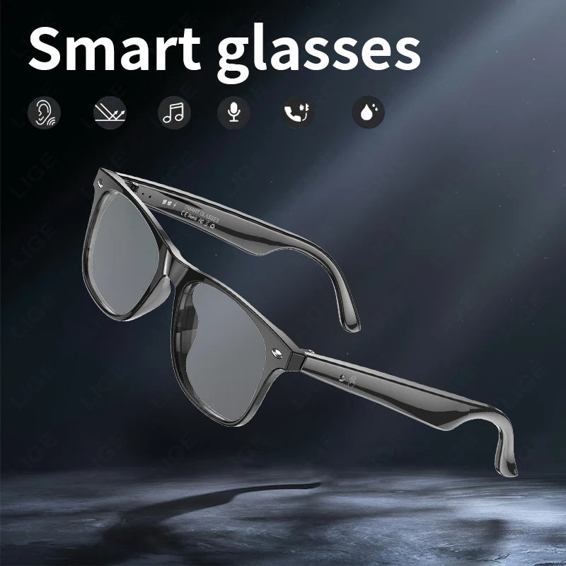 LIGE Intelligent Translation Smart Bluetooth Glasses - Wireless Calling Sunglasses with Mic, Touch Control & Voice Assistant - Perfect Gift for All