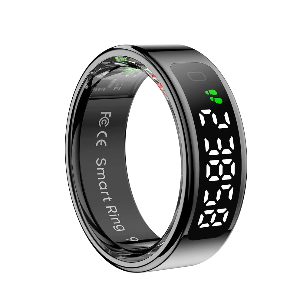 Touchscreen Smart Ring with Display – Heart Rate & Blood Oxygen Monitor, 5ATM Waterproof, Android & iOS Compatible - Gift for All