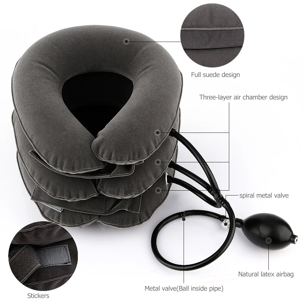 Inflatable Cervical Neck Traction Pillow – Posture Corrector & Pain Relief Brace for Travel & Home - Perfect Gift for Loved Ones