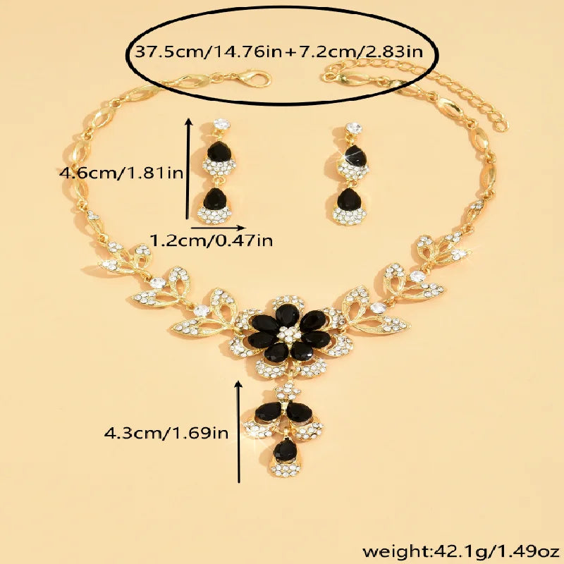 Luxury 3-Piece Camellia Necklace and Earrings Set – Floral Waterdrop Design for Bridesmaids, Banquets & Special Occasions - Perfect Gift for Her