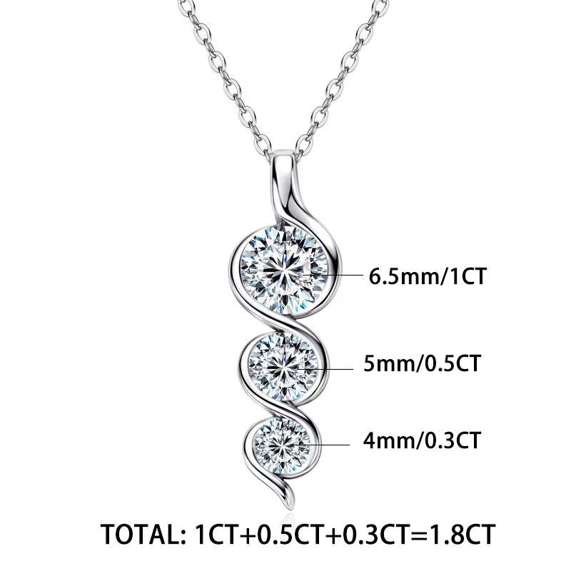 RAPRGOLD 925 Silver Chain With Moissanite Pendant for Women – Round Cut & Twisted Pendant Necklace for Wedding, Party - Jewelry Gift for Her