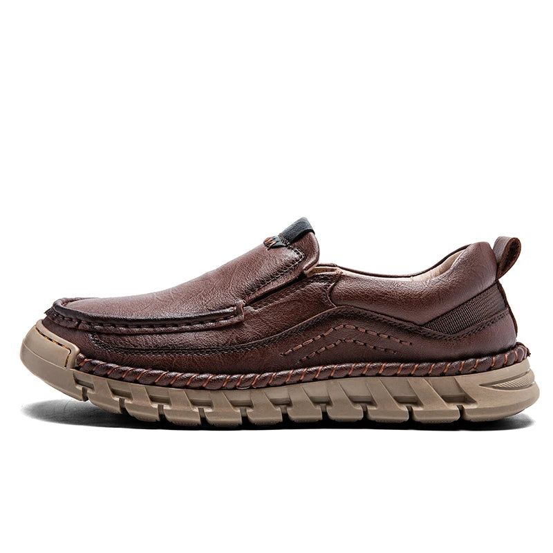 Classic Retro Leather Loafer Shoes for Men – Elegant Hand-Sewn Slip-On Casual Footwear for Summer & Spring Parties - Gift for Him