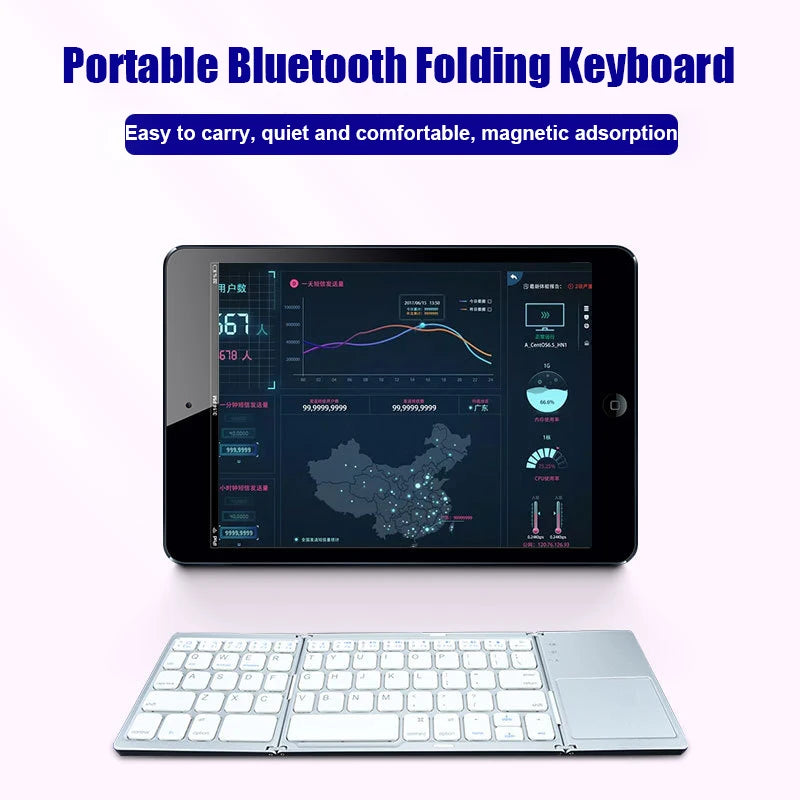 Wireless Double/Triple Foldable Keyboard with Touchpad - Bluetooth Connection, Multi-Function Button Mini Keyboard & Compatible with Windows, Android, iOS, & Phone - Ideal Gift for All
