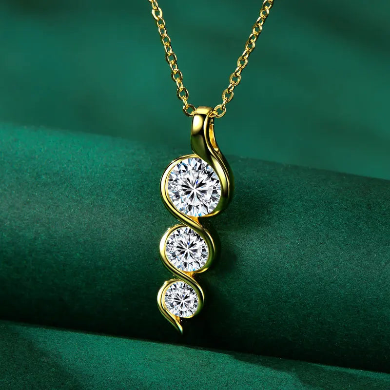 RAPRGOLD 925 Silver Chain With Moissanite Pendant for Women – Round Cut & Twisted Pendant Necklace for Wedding, Party - Jewelry Gift for Her