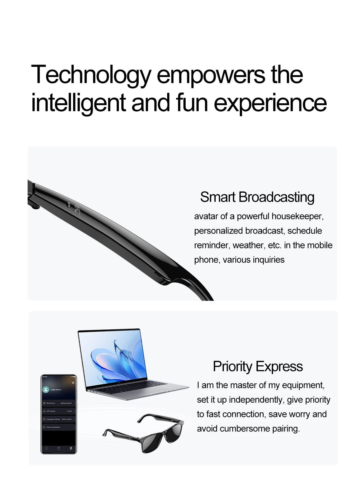 LIGE Intelligent Translation Smart Bluetooth Glasses - Wireless Calling Sunglasses with Mic, Touch Control & Voice Assistant - Perfect Gift for All