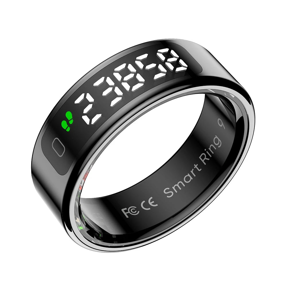 Touchscreen Smart Ring with Display – Heart Rate & Blood Oxygen Monitor, 5ATM Waterproof, Android & iOS Compatible - Gift for All