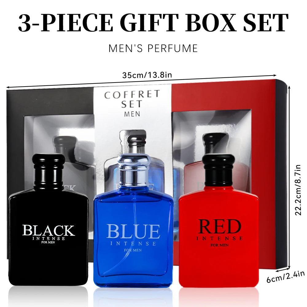 Men’s Deluxe Perfume Spray Set – Fruity Eau de Parfum Trio Gift Box for Special Occasions | 3PCS Large Fragrance Gift Box with Fresh Scent for Him