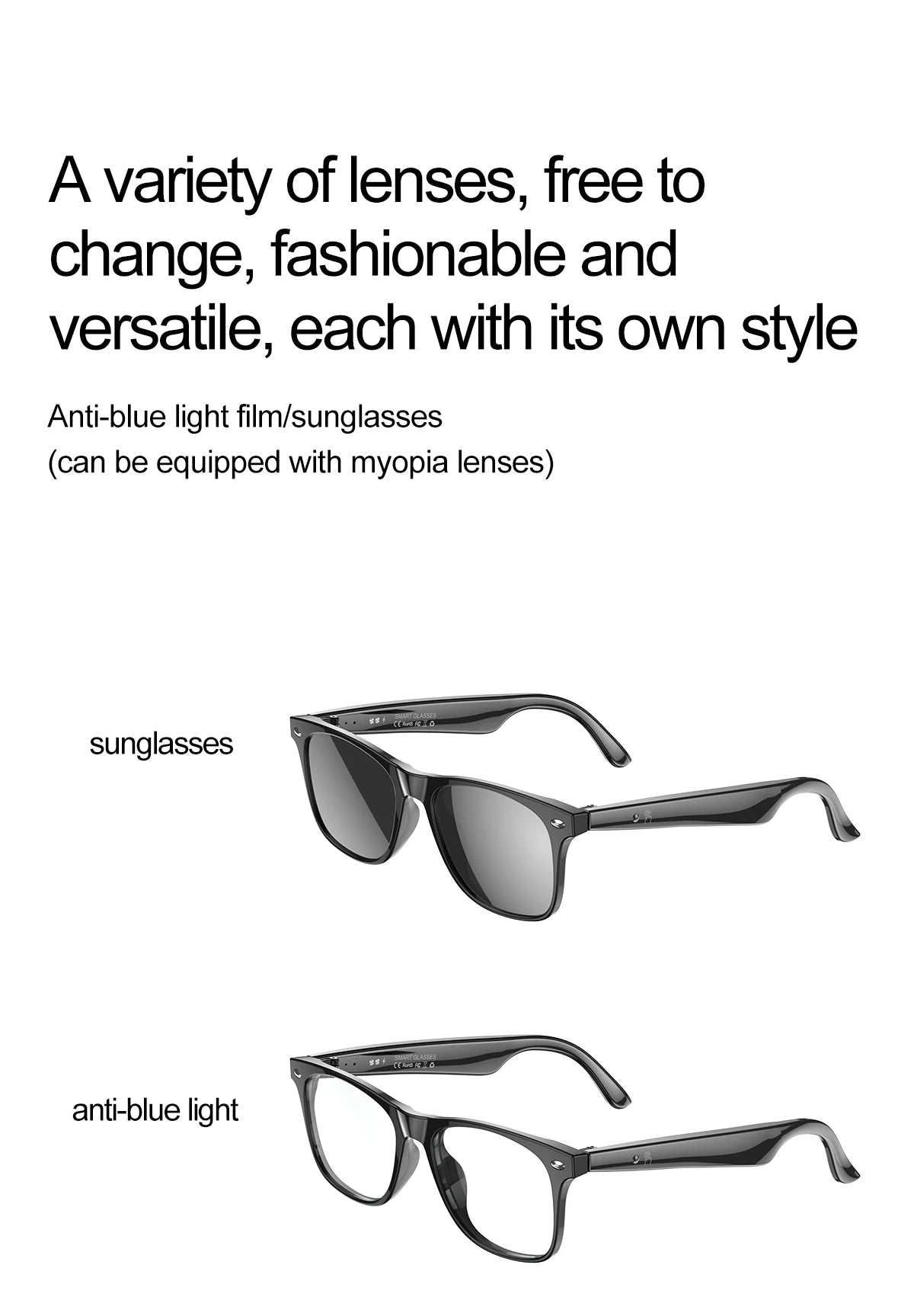 LIGE Intelligent Translation Smart Bluetooth Glasses - Wireless Calling Sunglasses with Mic, Touch Control & Voice Assistant - Perfect Gift for All
