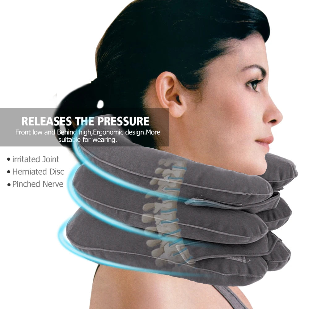 Inflatable Cervical Neck Traction Pillow – Posture Corrector & Pain Relief Brace for Travel & Home - Perfect Gift for Loved Ones