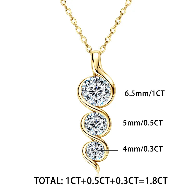 RAPRGOLD 925 Silver Chain With Moissanite Pendant for Women – Round Cut & Twisted Pendant Necklace for Wedding, Party - Jewelry Gift for Her