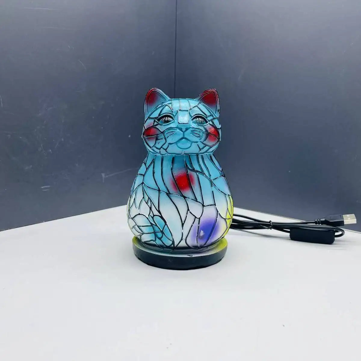 Creative Resin Animal Night Lamp – USB LED Light for Desk or Bedroom Decor, Mermaid, Wolf, Owl, Cat, Dragon Series - Perfect for Housewarming Gift