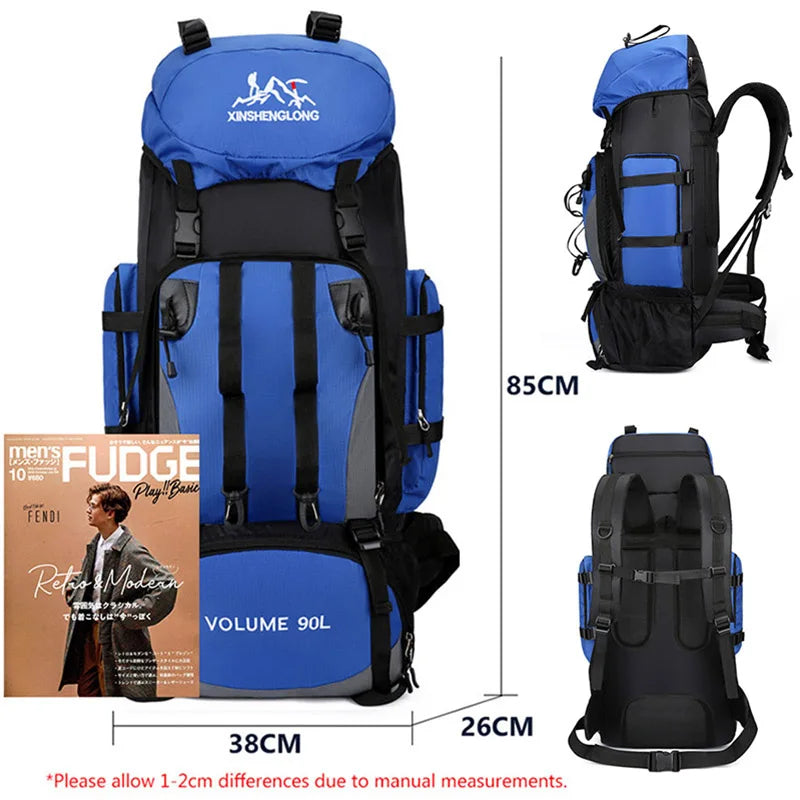 Men's 90L Trekking Bag | Waterproof Outdoor Backpack for Hiking, Camping & Travel Adventures, Heavy-Duty Rucksack With Cover| Perfect Gift for Him