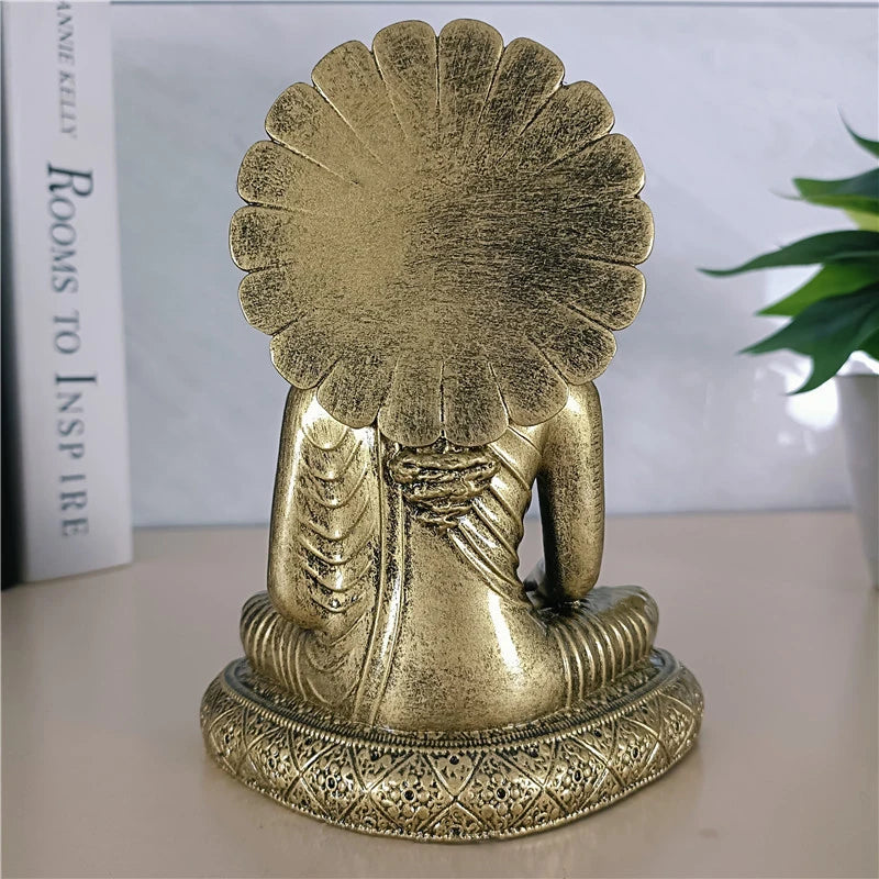 Sakyamuni Buddha Figurine – Golden Resin Feng Shui Ornament for Home or Office, Sculpture for Meditation - Ideal Gift for All