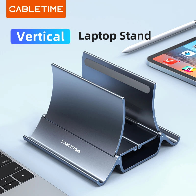 Space Saving Vertical Laptop Stand - Heat Dissipation and Non-slip Silicone Gravity Holder for MacBook Surface iPad Tablet - Perfect Gift for All