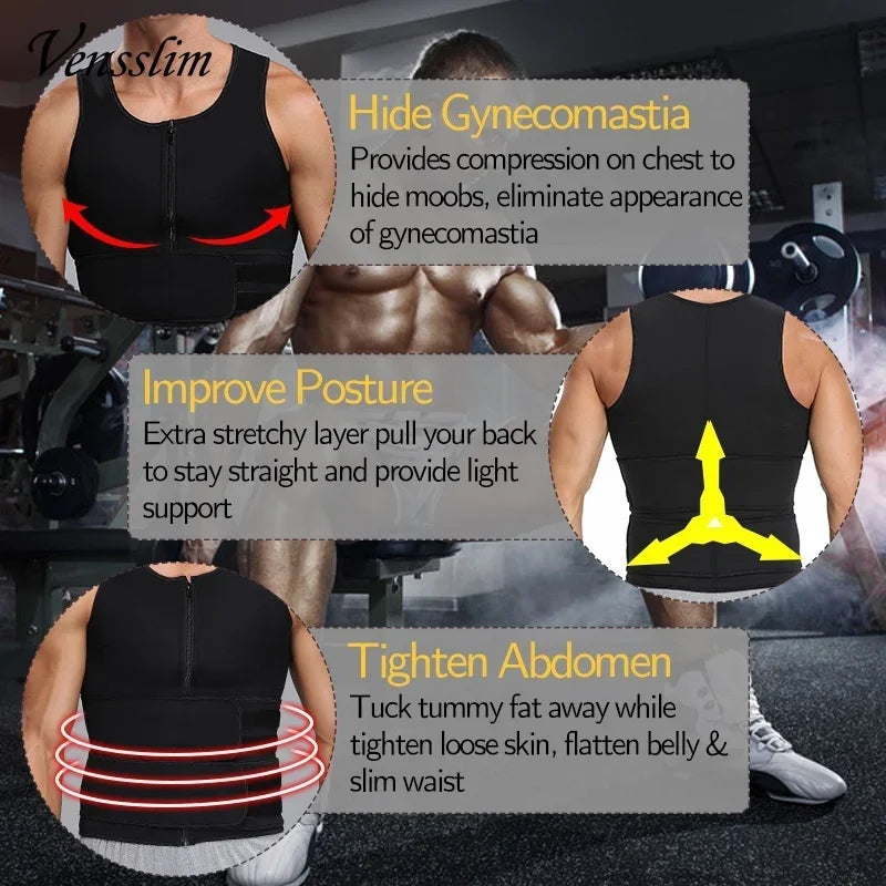 Slimming Sauna Shapewear Vest for Men – Compression Undershirt & Waist Trainer for Fitness & Body Sculpting, Fat Burner Workout Tops - Ideal Gift for Him