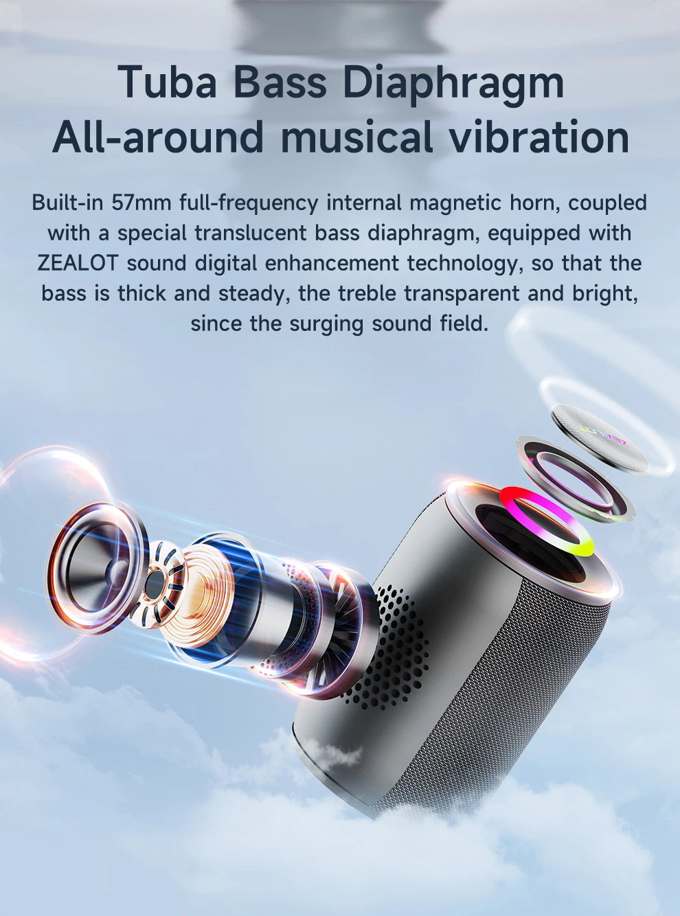 Powerful Bluetooth Speaker with Deep Bass & LED Light – Waterproof Outdoor Soundbox, Wireless Bluetooth Subwoofer - Perfect Gift for Friends, Family