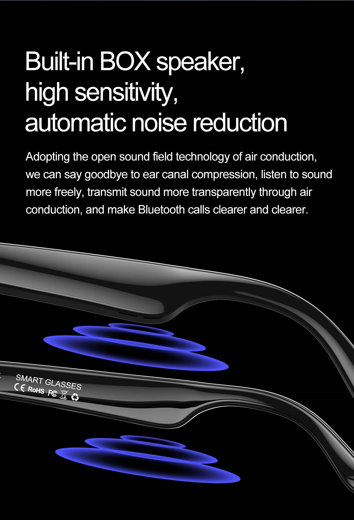 LIGE Intelligent Translation Smart Bluetooth Glasses - Wireless Calling Sunglasses with Mic, Touch Control & Voice Assistant - Perfect Gift for All