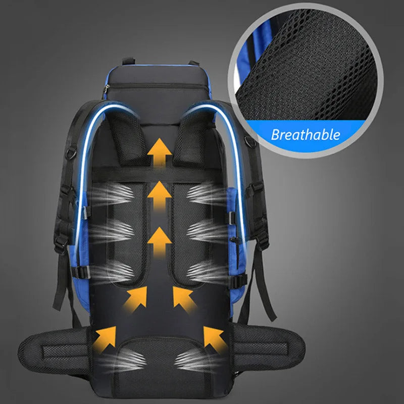 Men's 90L Trekking Bag | Waterproof Outdoor Backpack for Hiking, Camping & Travel Adventures, Heavy-Duty Rucksack With Cover| Perfect Gift for Him