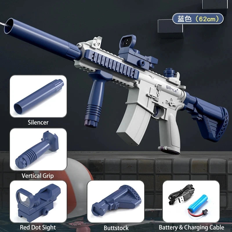 Full Auto M416 Water Gun Toy – Rechargeable Pistol for Beach Battles, Kids & Adult Outdoor Summer Fun - Perfect Gift for Friends & Family