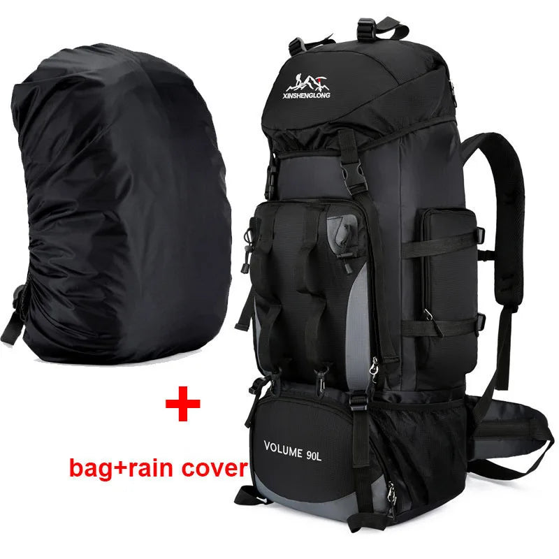 Men's 90L Trekking Bag | Waterproof Outdoor Backpack for Hiking, Camping & Travel Adventures, Heavy-Duty Rucksack With Cover| Perfect Gift for Him