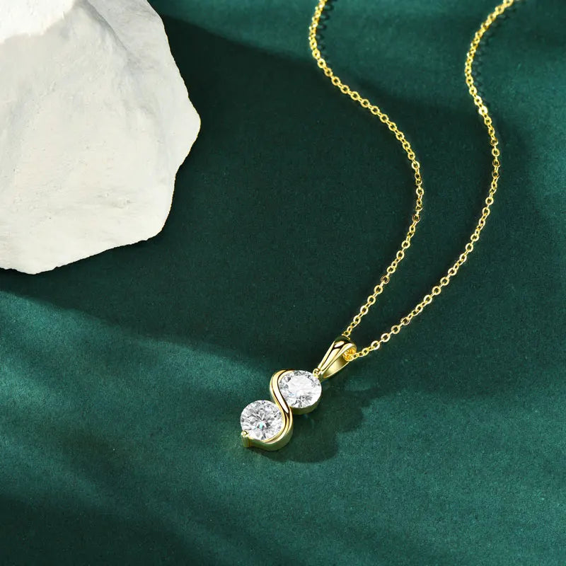 RAPRGOLD 925 Silver Chain With Moissanite Pendant for Women – Round Cut & Twisted Pendant Necklace for Wedding, Party - Jewelry Gift for Her