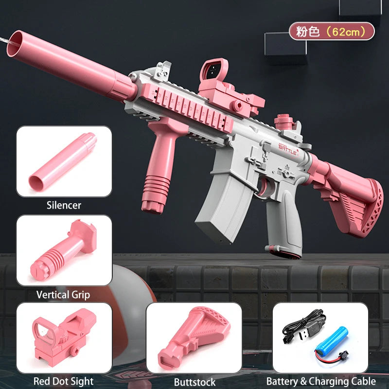 Full Auto M416 Water Gun Toy – Rechargeable Pistol for Beach Battles, Kids & Adult Outdoor Summer Fun - Perfect Gift for Friends & Family