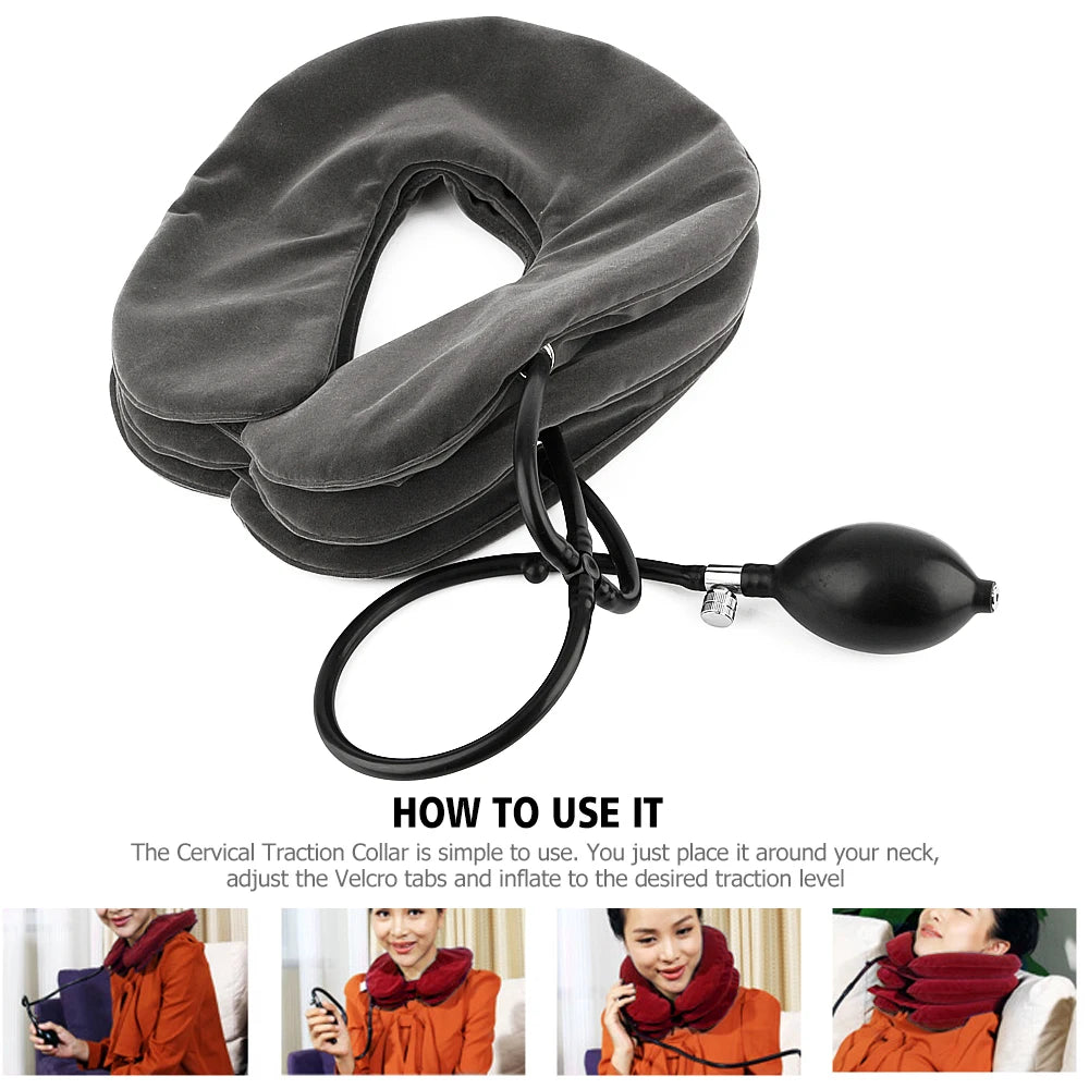 Inflatable Cervical Neck Traction Pillow – Posture Corrector & Pain Relief Brace for Travel & Home - Perfect Gift for Loved Ones