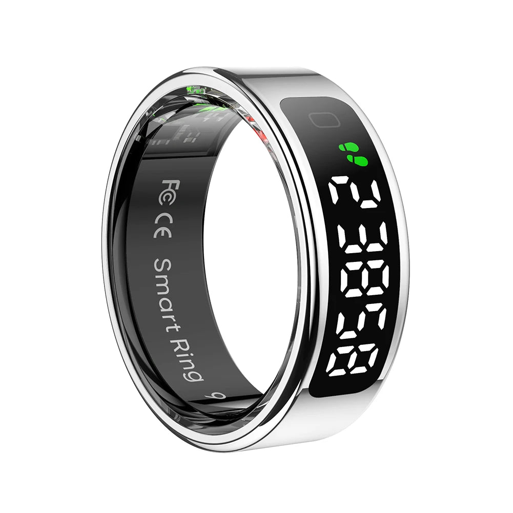 Touchscreen Smart Ring with Display – Heart Rate & Blood Oxygen Monitor, 5ATM Waterproof, Android & iOS Compatible - Gift for All