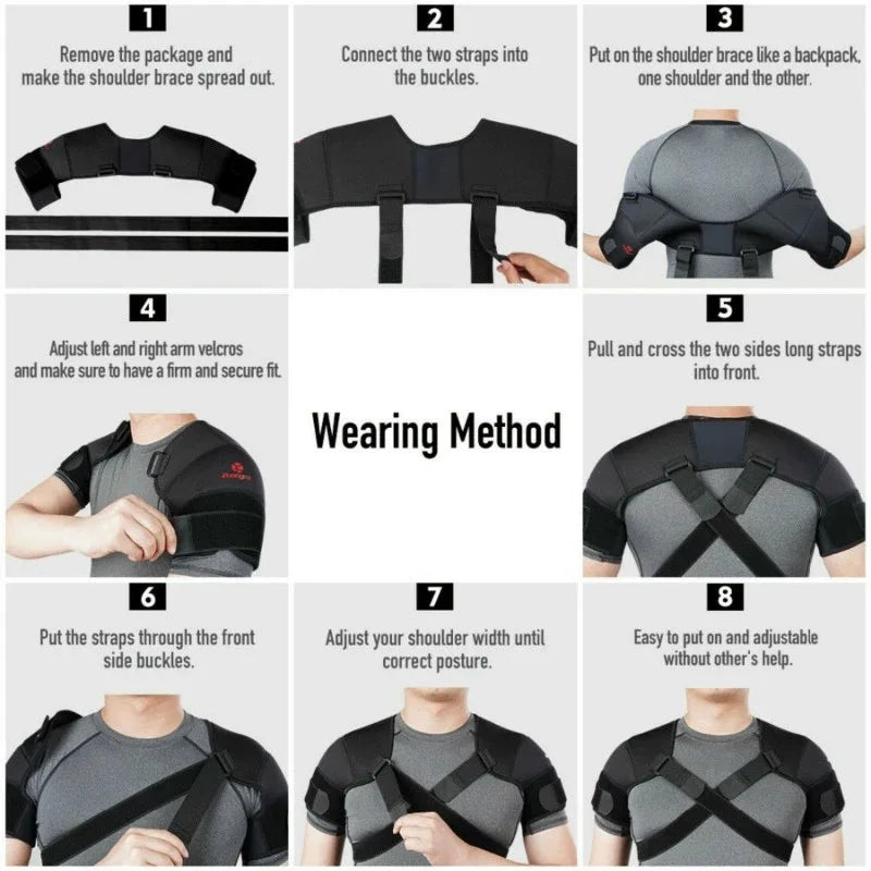Adjustable Double Shoulder Support Brace – Compression Strap for Pain Relief & Posture Correction - Ideal Gift for Loved Ones
