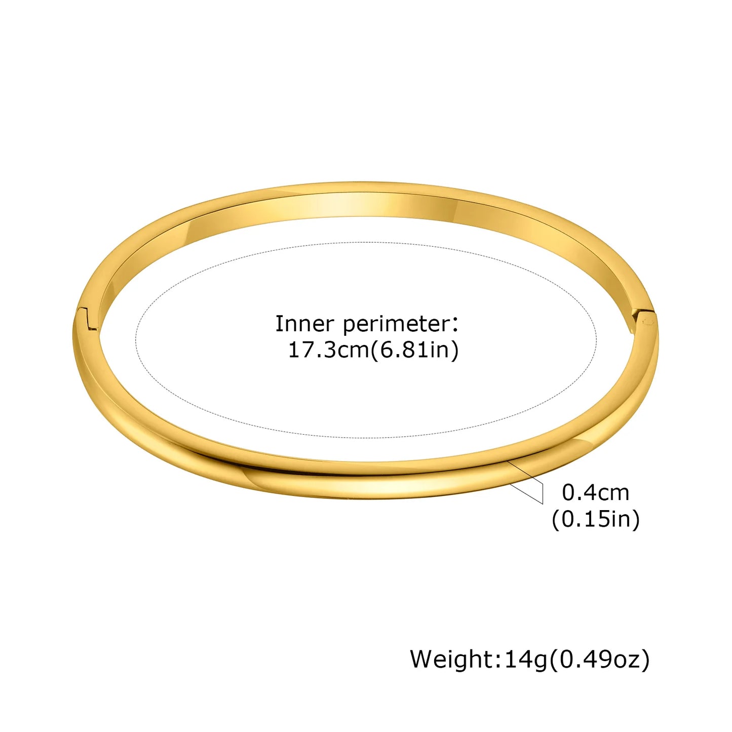 18K Gold Plated Stainless Steel Bangles for Women – 4mm, 5.7mm & 7.7mm Smooth Openable Bracelet, Classic & Elegant Jewelry Accessory