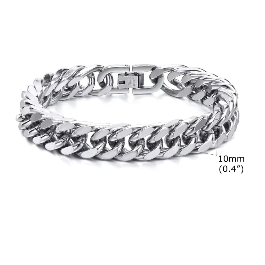 Bold 8mm/12mm Oxidized Stainless Steel Cuban Link Bracelet for Men - Punk Rock Style Wristband for Daily Wear & Party - Perfect Jewelry Gift for Him