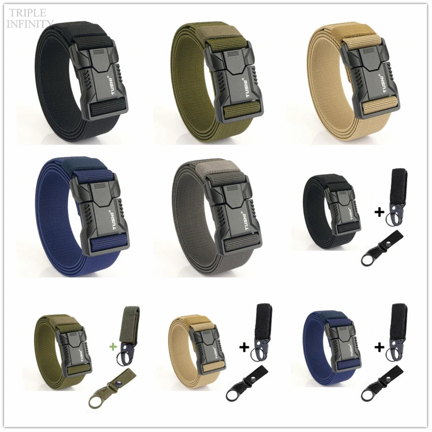 Tactical Belt with Quick Release Buckle for Men - Brand-new Aluminum Alloy Durable & Comfy Belt for Cowboy, Outdoor, Army, Hunting, Hiking, Travelling, Daily Use - Excellent Gift for Men