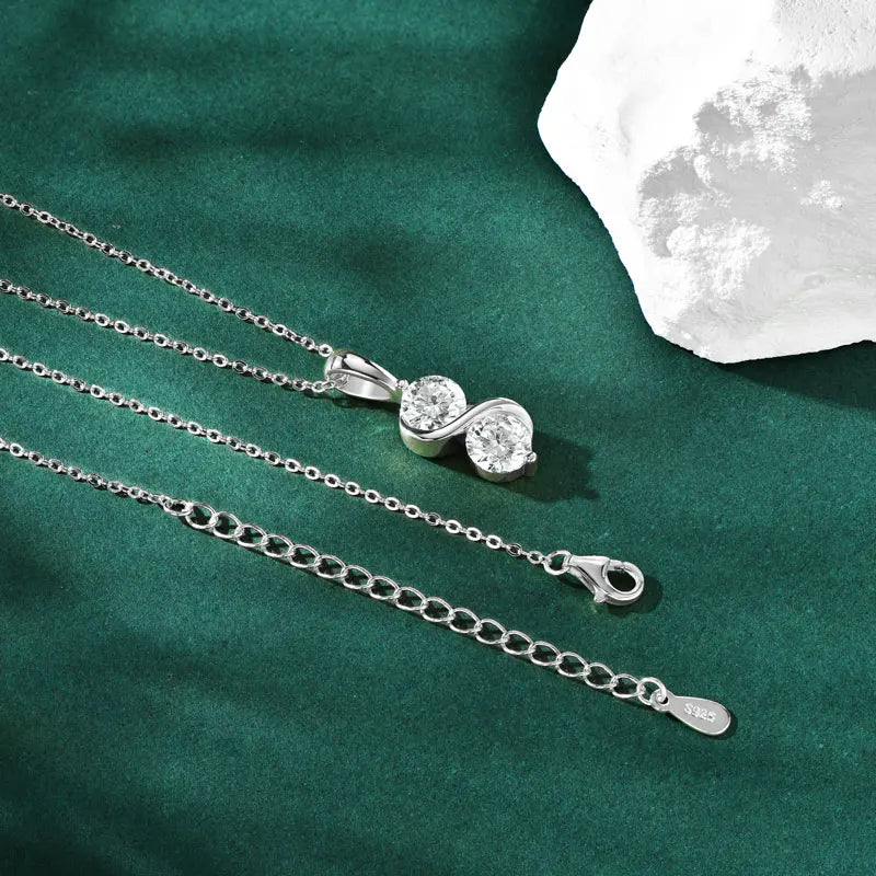 RAPRGOLD 925 Silver Chain With Moissanite Pendant for Women – Round Cut & Twisted Pendant Necklace for Wedding, Party - Jewelry Gift for Her