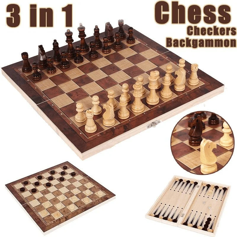 Chess set board 24-39cm suitable for adults children's gift family game solid wood chess pieces handmade classic. Birthday gift.
