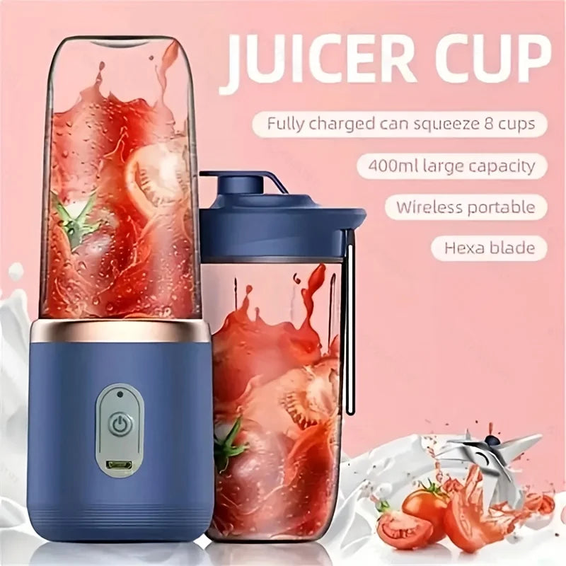 Portable USB Electric Juicer Blender - Double Cup Fruit Mixer for Smoothies, Milkshakes - Ideal Gift