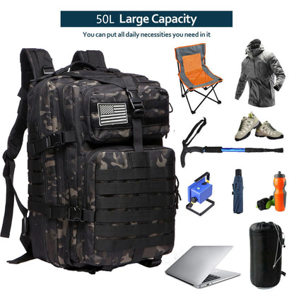 Sturdy  Tactical Backpack for Sports & Outdoors : 25L/50L Capacity Waterproof  Nylon Bag for Travel, Hiking, Climbing, Fishing Hunting Camping, Trekking Perfect  Rucksacks - Ideal Gift for All