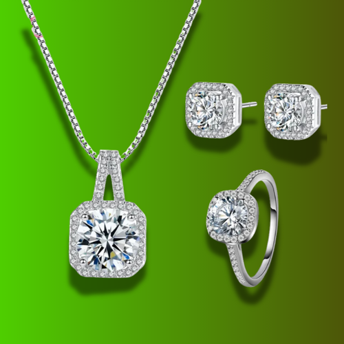 925 Sterling Silver Bridal Wedding Jewelry Sets - AAA Cubic Zircon Stone Inlay Paved Pendant Necklace, Earrings & Ring for All Occasions, Events & Parties - Elegant Gift for Women