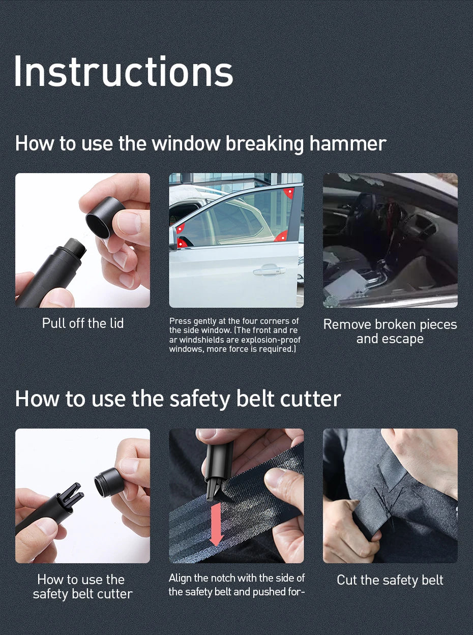 Baseus Car Emergency Glass Window Breaker Seat Belt Cutter Safety Hammer Auto Life-Saving Escape Car Emergency Tool - Perfect gift  Item