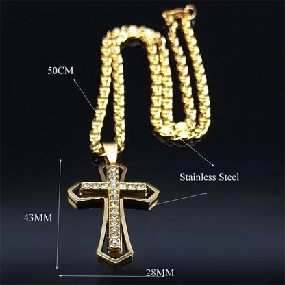 Stainless Steel Christian Cross Pendant Necklace for Men/Women - Durable & Versatile Jewelry - Perfect Gift for Loved Ones