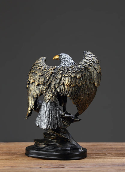 Resin Golden Eagle Statue - Symbol of Wealth, Freedom, and Power - Perfect Gift for Home and Office Decor