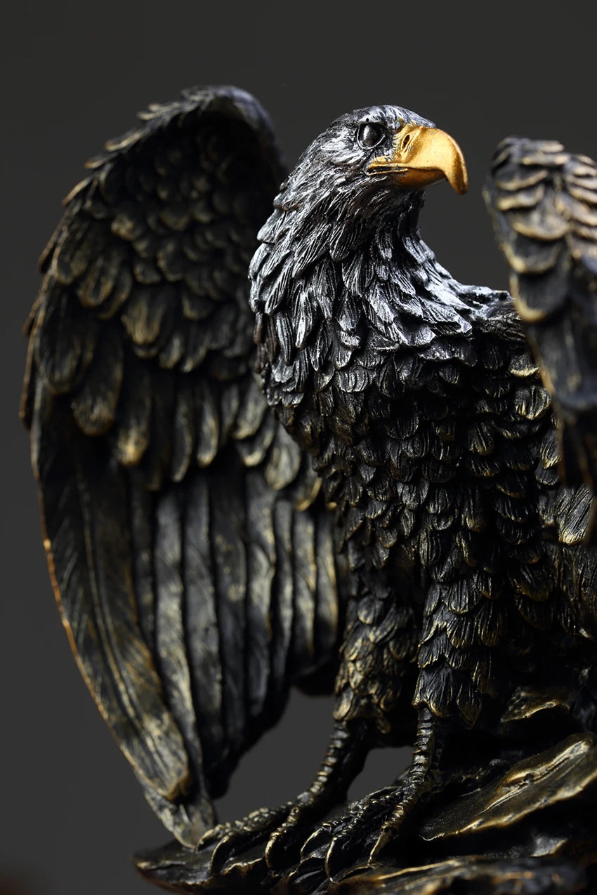 Resin Golden Eagle Statue - Symbol of Wealth, Freedom, and Power - Perfect Gift for Home and Office Decor