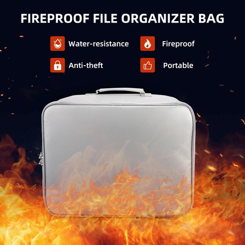 Fireproof Waterproof Multi-Layer Card Case with a Zipper Document Bag - Safety and Organizing Document Storage Box with Travel File Bag - Gift for All